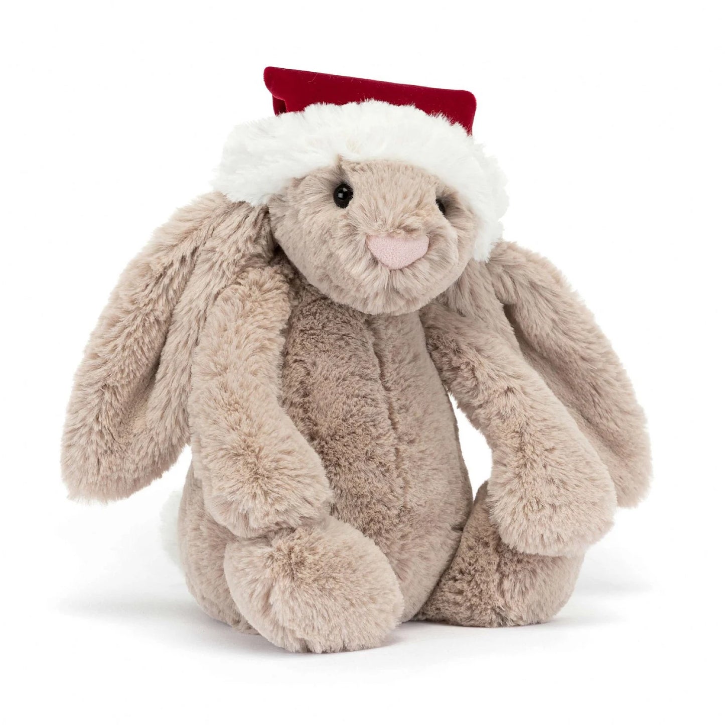 jellycat bashful christmas bunny wearing santa hat at whippersnappers online