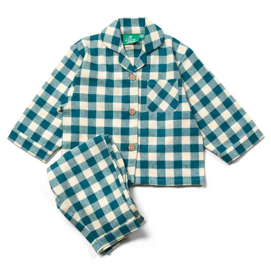 little green radicals blue checked button up classic pjs at whippersnappers online
