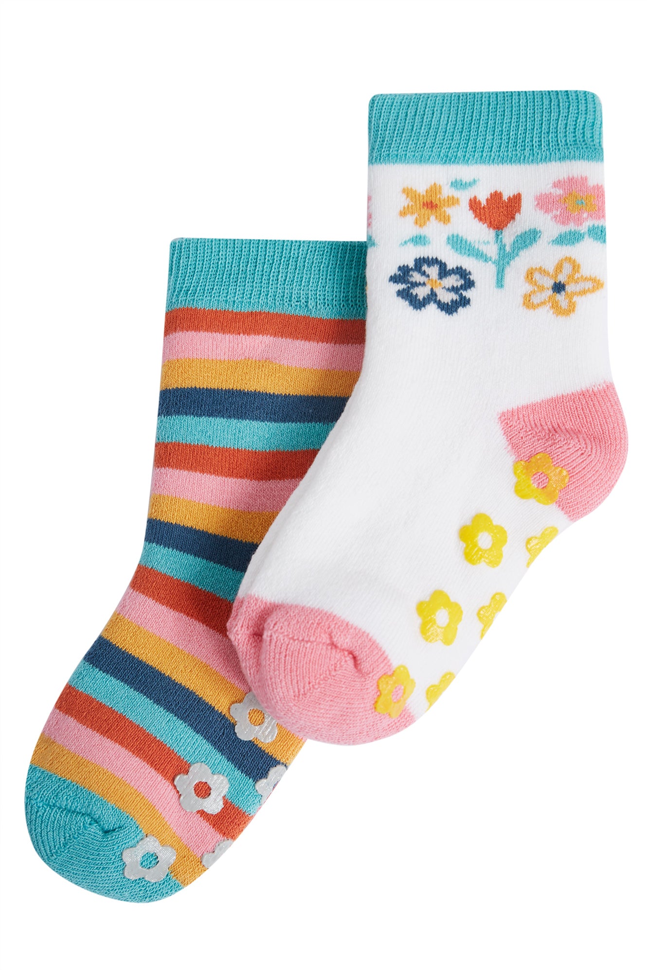 frugi floral stripe grippy socks