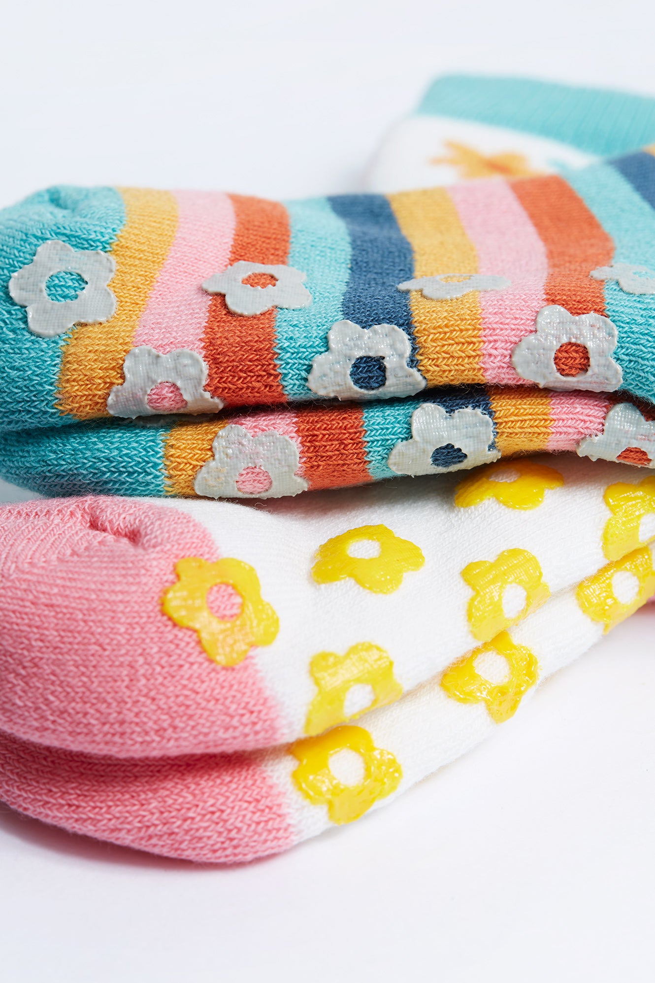 frugi floral stripe grippy socks