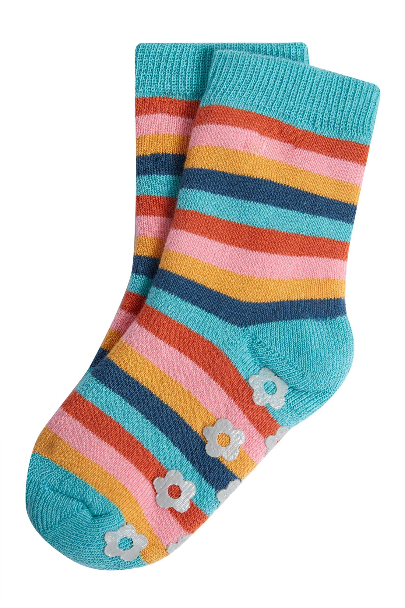frugi floral stripe grippy socks