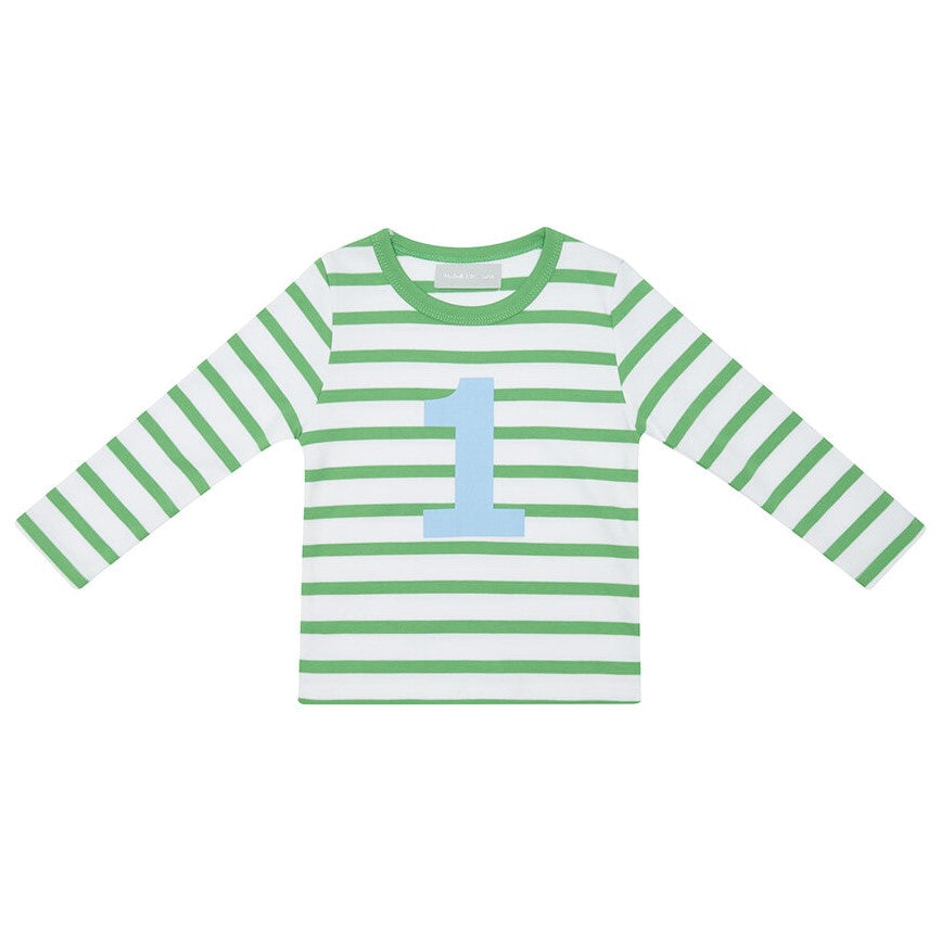 bob & blossom striped number tee in grass green at whippersnappers online