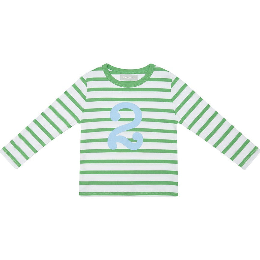 bob & blossom striped number tee in grass green at whippersnappers online