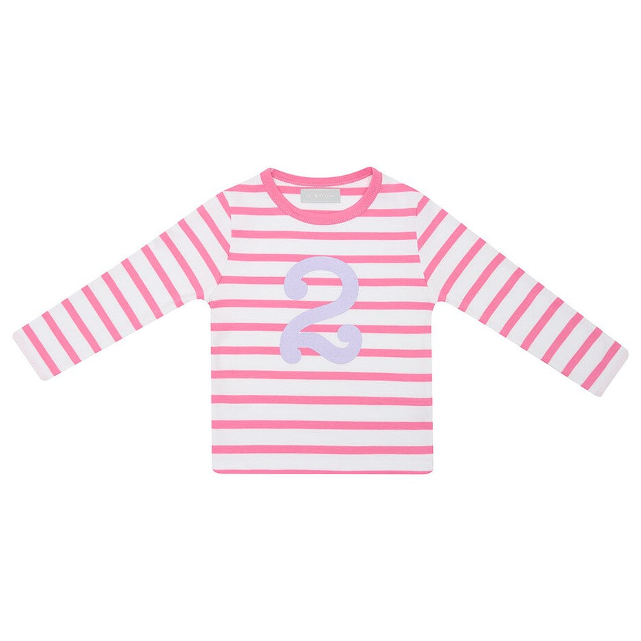 hot pink & white striped number tee by bob & blossom at whippersnappers online