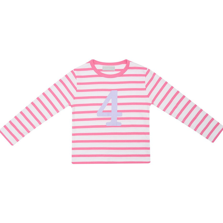 hot pink & white striped number tee by bob & blossom at whippersnappers online