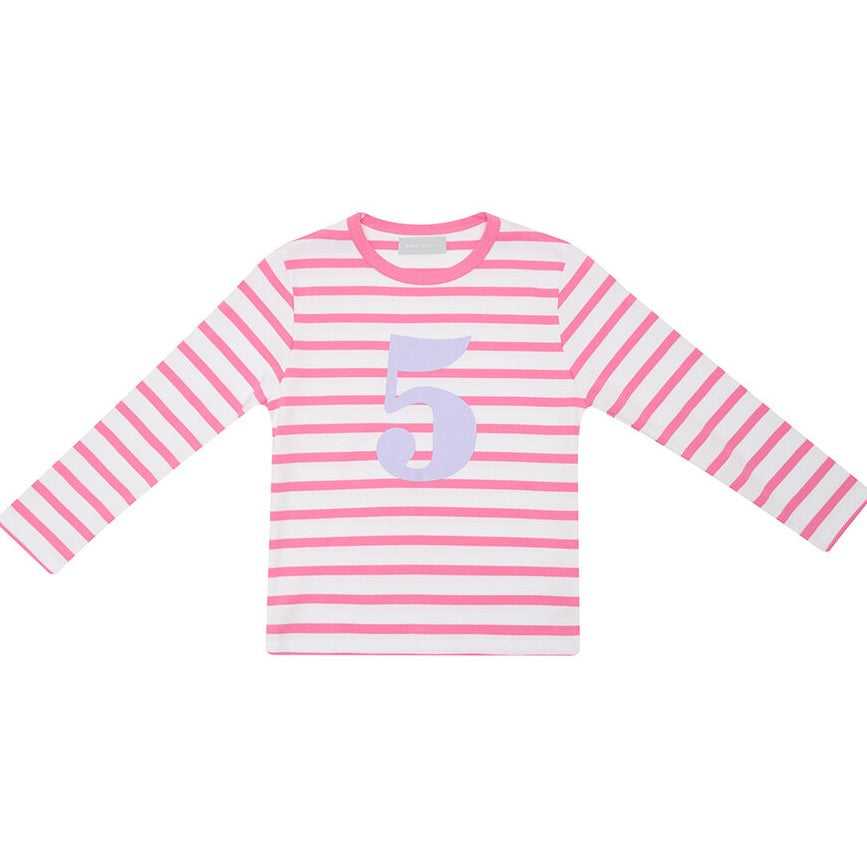 hot pink & white striped number tee by bob & blossom at whippersnappers online