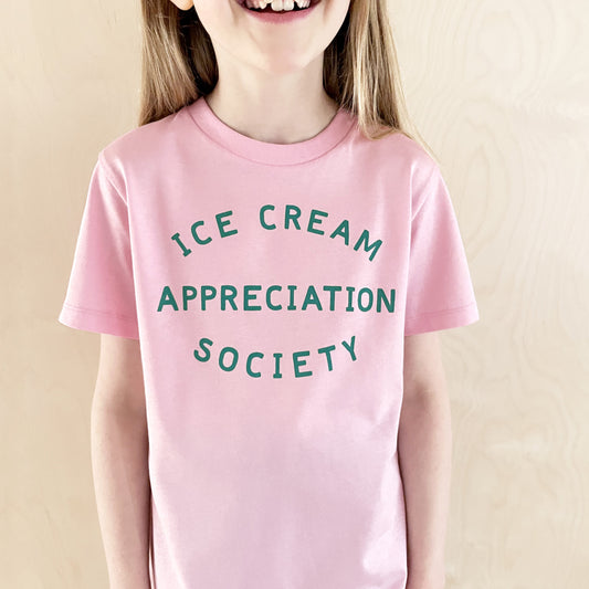 ice cream appreciation society tee in pink and green at whippersnappers online