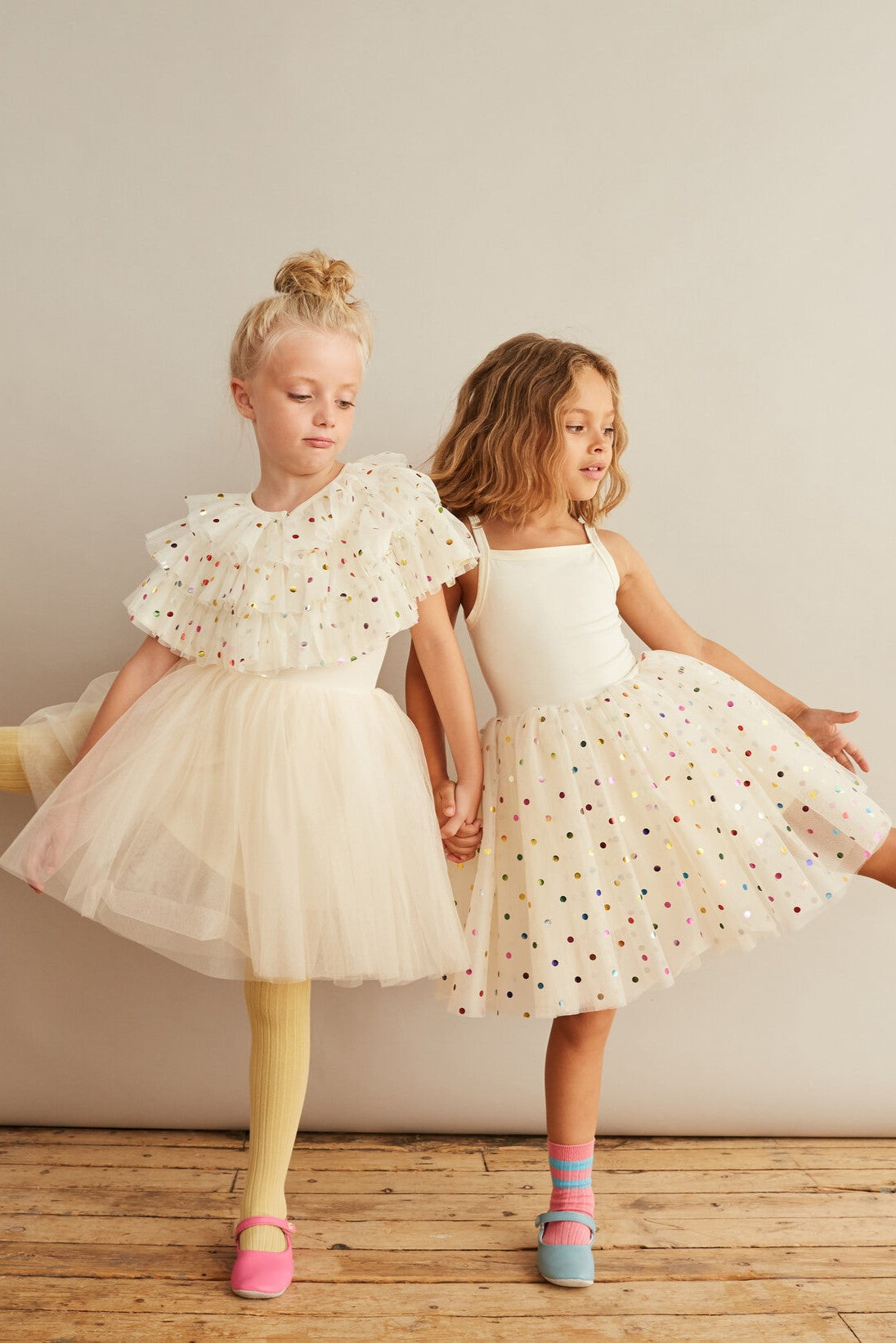 bob & blossom vanilla rainbow spot party dress at whippersnappersonline