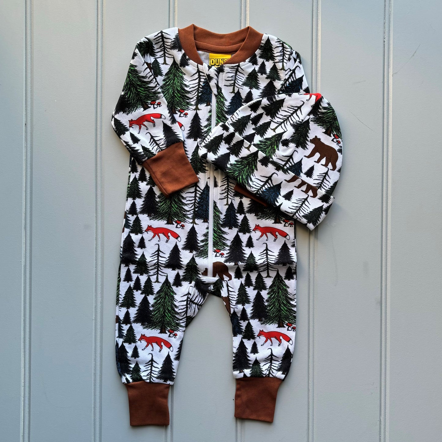 duns sweden woodland print zippy and hat at whippersnappersonline