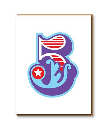 Number 5 letterpress card by 1973