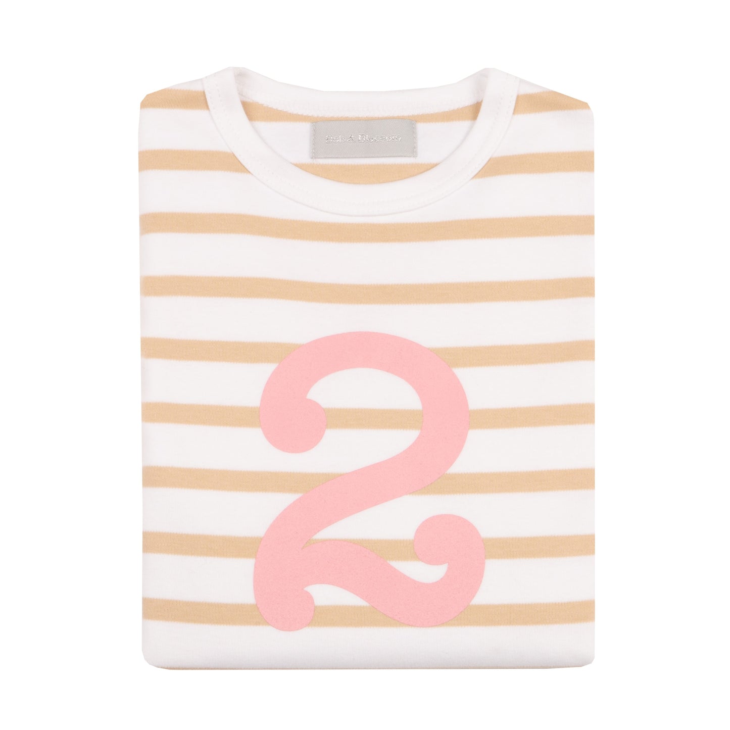 bob & blossom biscuit and white striped pink number tee at whippersnappers online