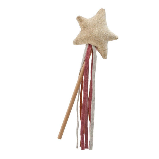 knitted gold star wand
