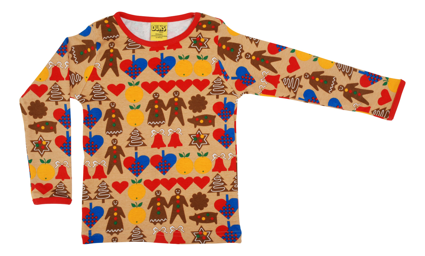 long sleeved gingerbread print top
