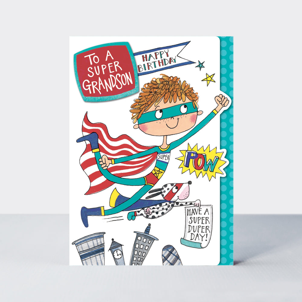 rachel ellen superhero grandson birthday card