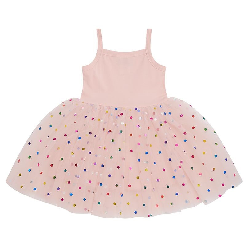 pink rainbow spot party dress by bob & blossom at whippersnappers online
