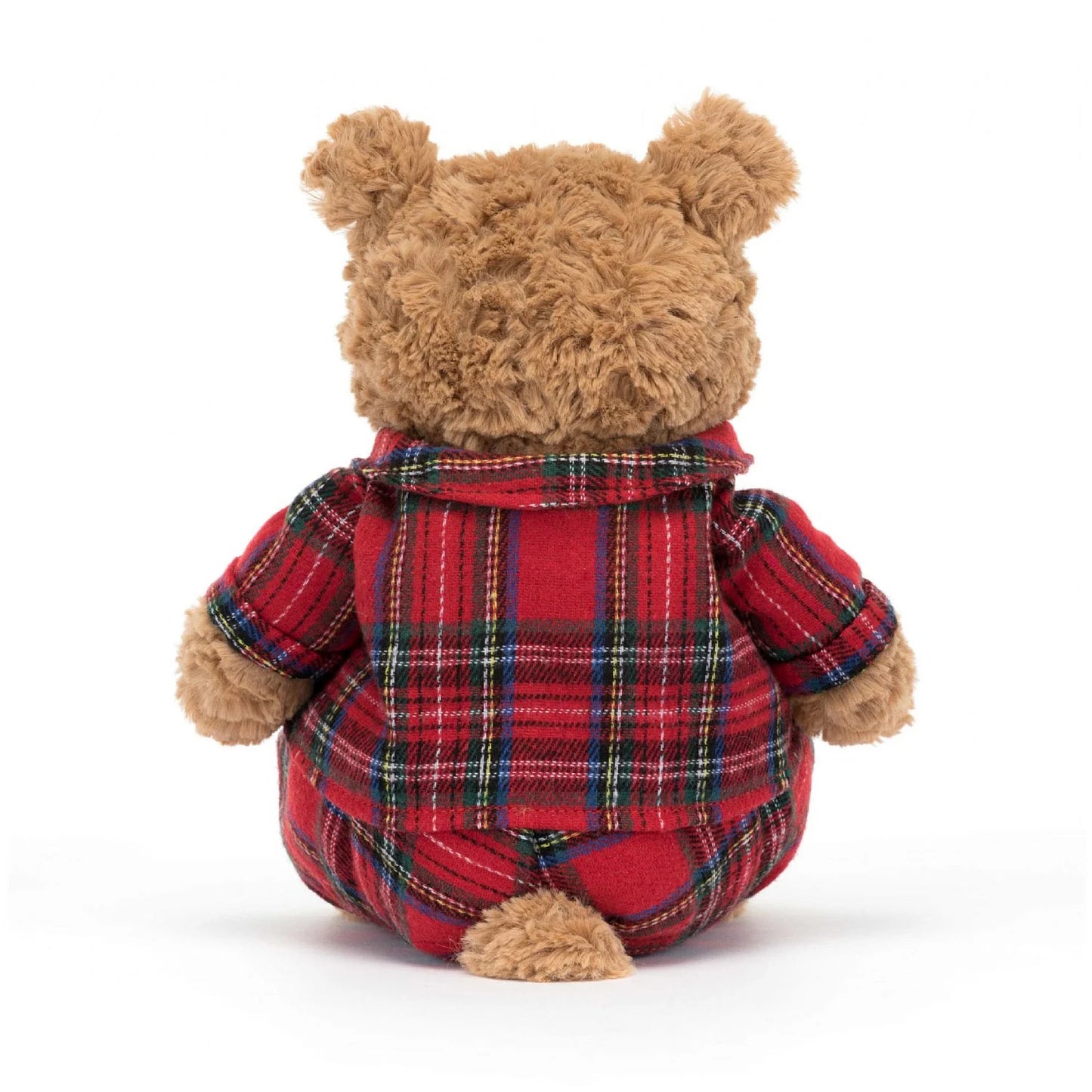 jellycat bartholomew bedtime bear wearing tartan pyjamas at whippersnappers online