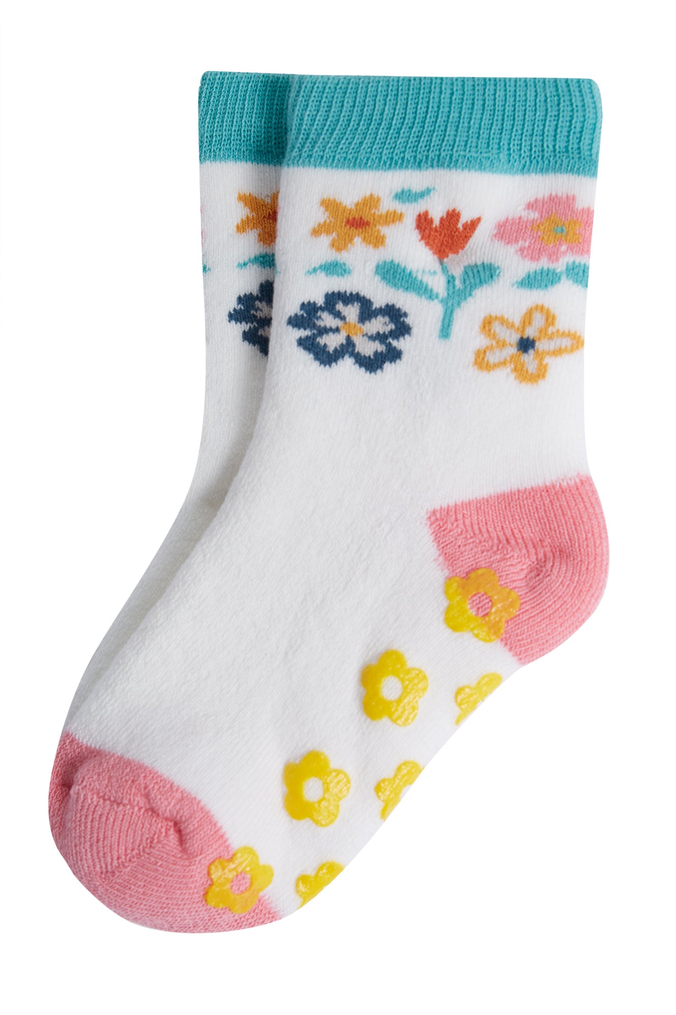 frugi floral stripe grippy socks