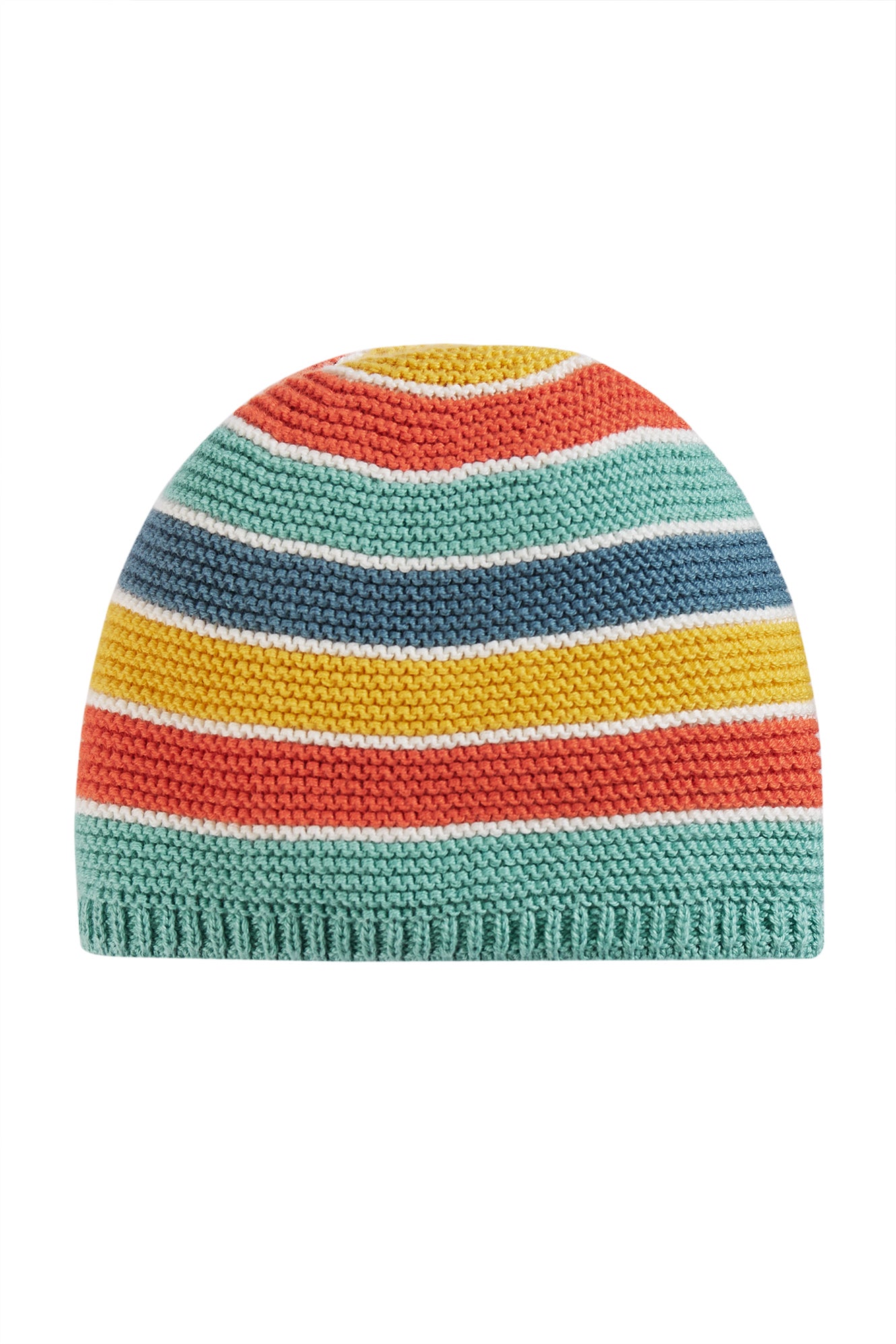 harlen knitted rainbow stripe hat by frugi at whippersnappers online