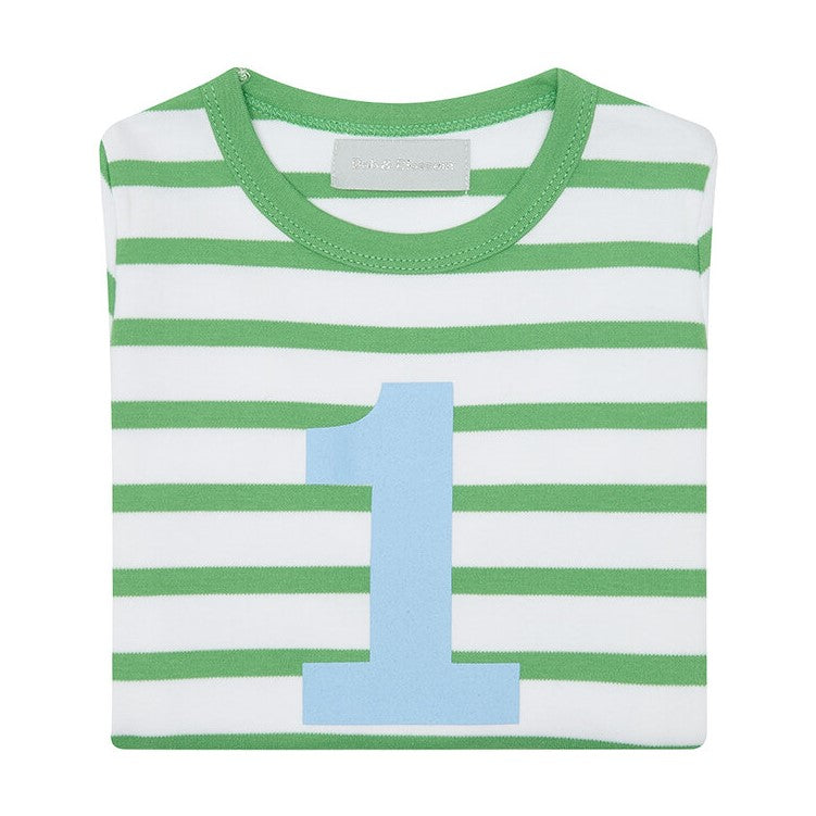 bob & blossom striped number tee in grass green at whippersnappers online