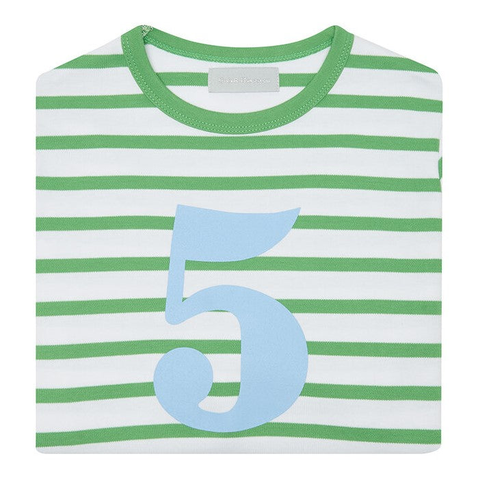 bob & blossom striped number tee in grass green at whippersnappers online