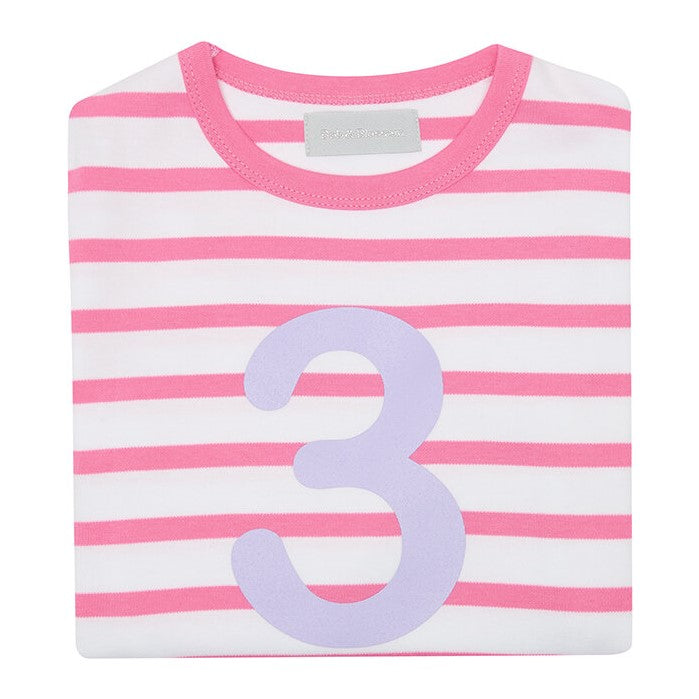 hot pink & white striped number tee by bob & blossom at whippersnappers online