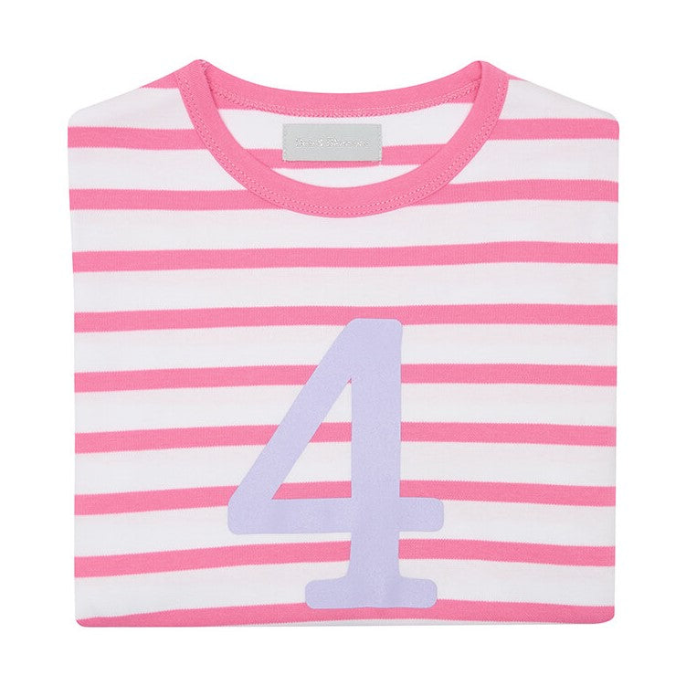 hot pink & white striped number tee by bob & blossom at whippersnappers online