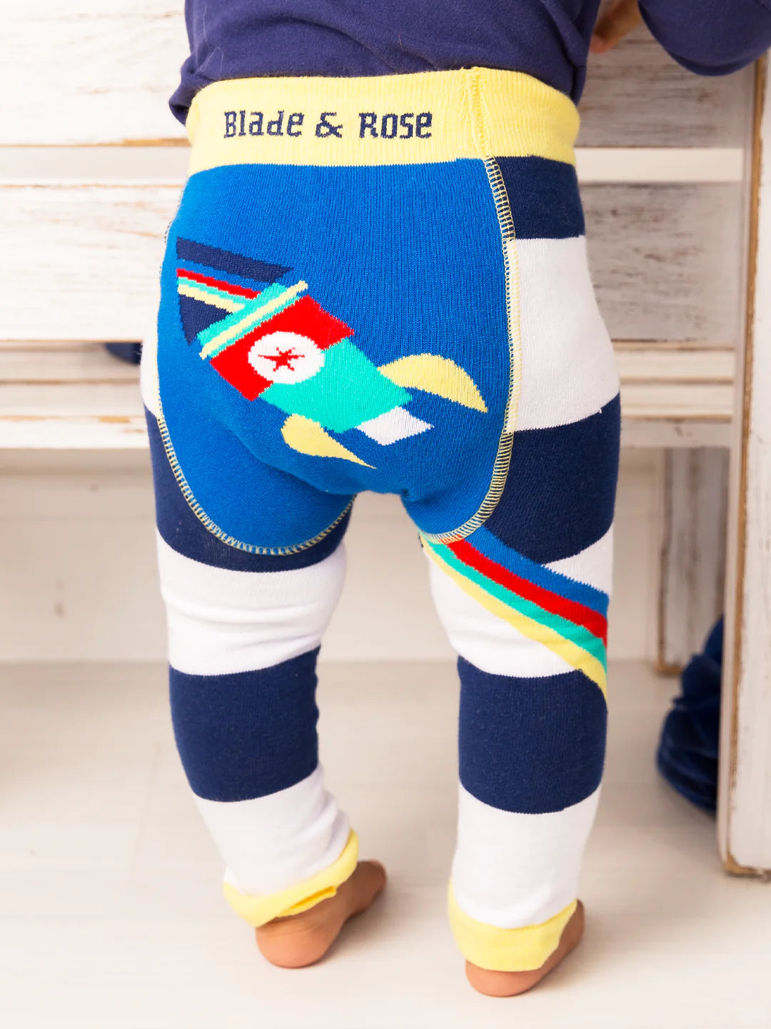 to the moon & back rocket leggings by blade & rose