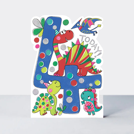 age 4 dinosaur birthday card by rachel ellen at whippersnappers