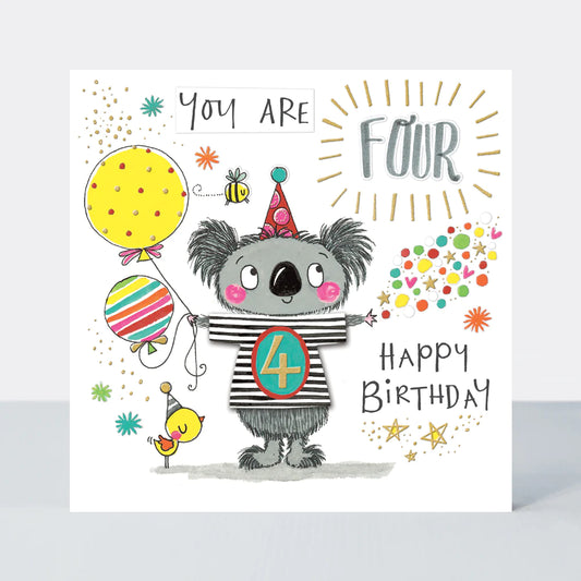 rachel ellen you are 4 koala birthday card