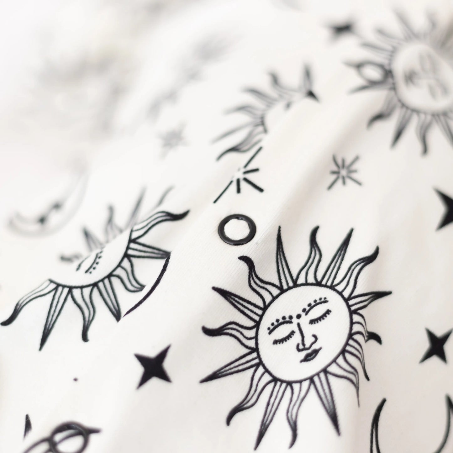 Fred & Noah sun moon cotton baby sleepsuit at whippersnappers online