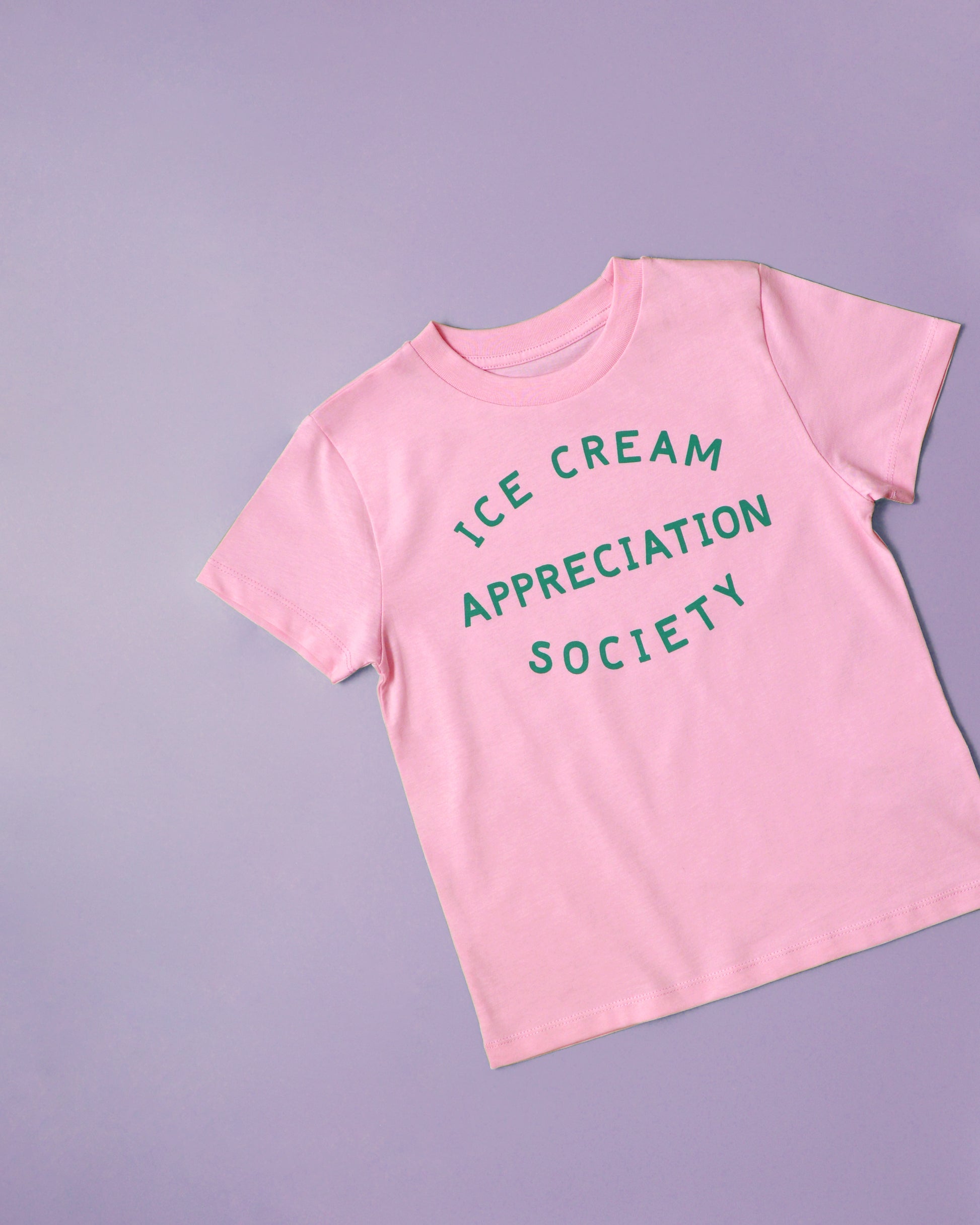 pink and green ice cream appreciation society logo t shirt at whippersnappers online
