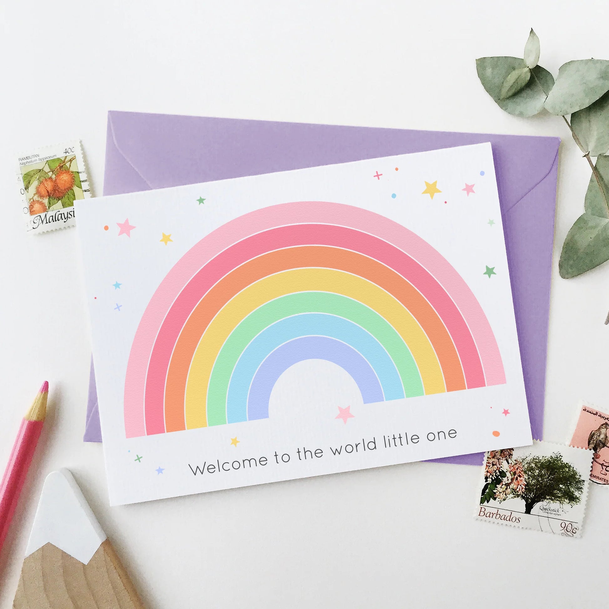 clara & macy welcome rainbow baby card at whippersnappers online