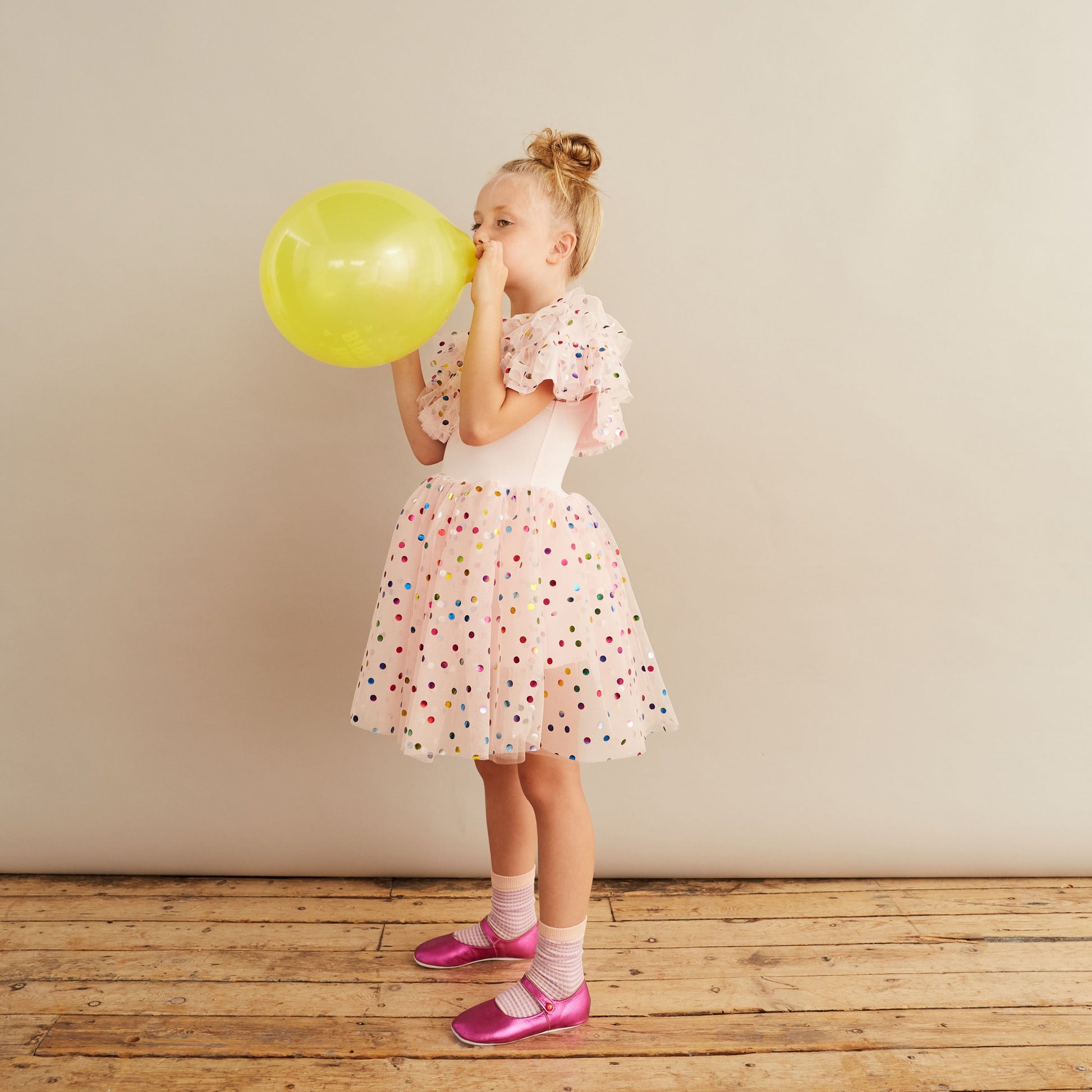 pink rainbow spot party dress by bob & blossom at whippersnappers online