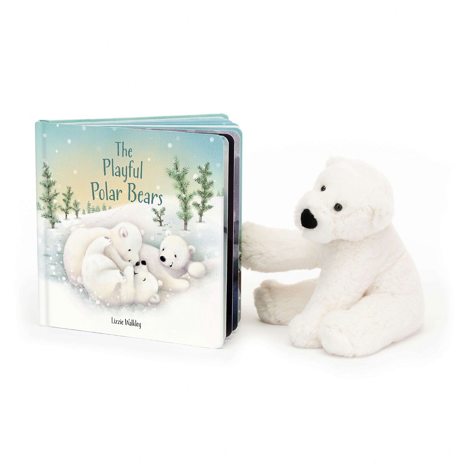 the playful polar bears book and perry polar bear toy by jellycat