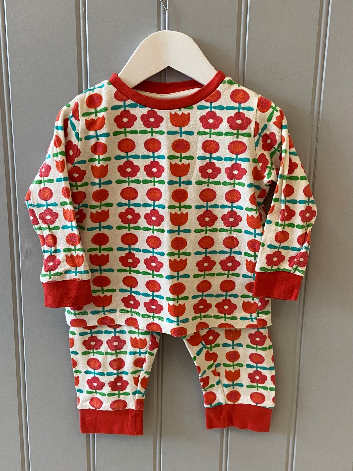 Pre-loved Red Flower Print Pyjamas by Little Green Radicals