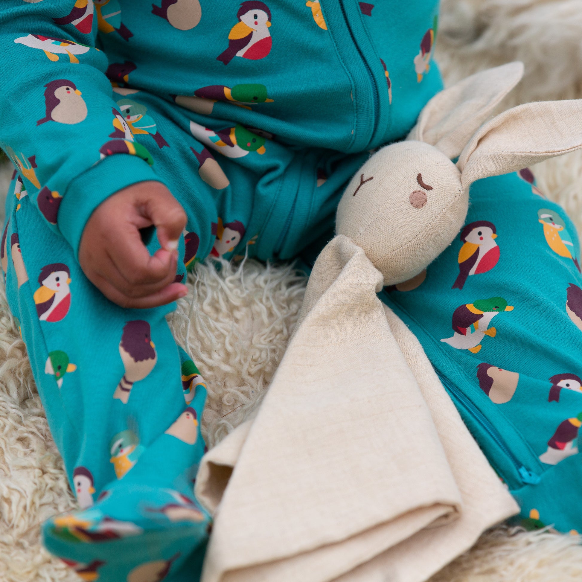 little green radicals garden birds organic zip babygrow