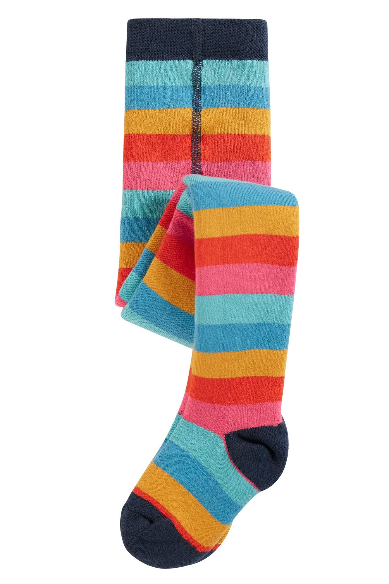 frugi honeysuckle rainbow stripe toasty tights at whippersnappers online