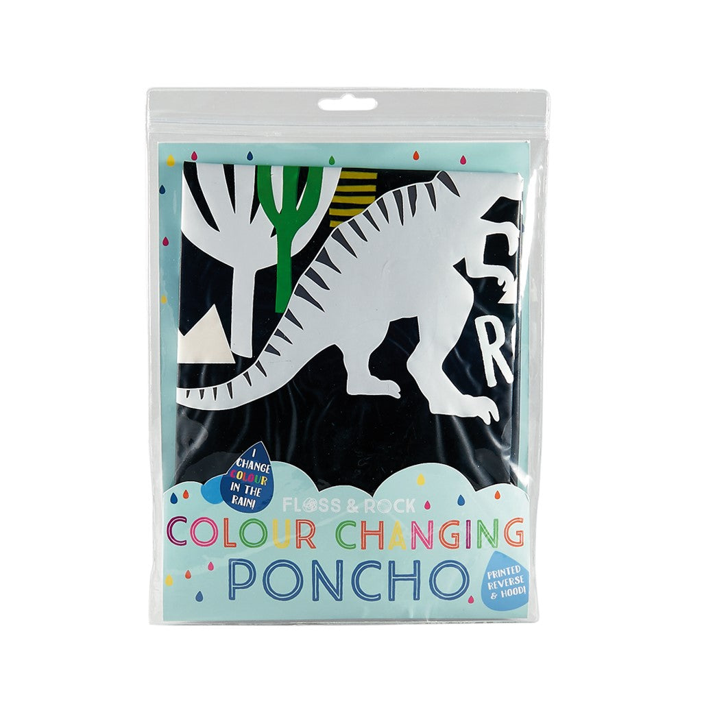 Floss & Rock children's magic colour changing poncho with dinosaur design