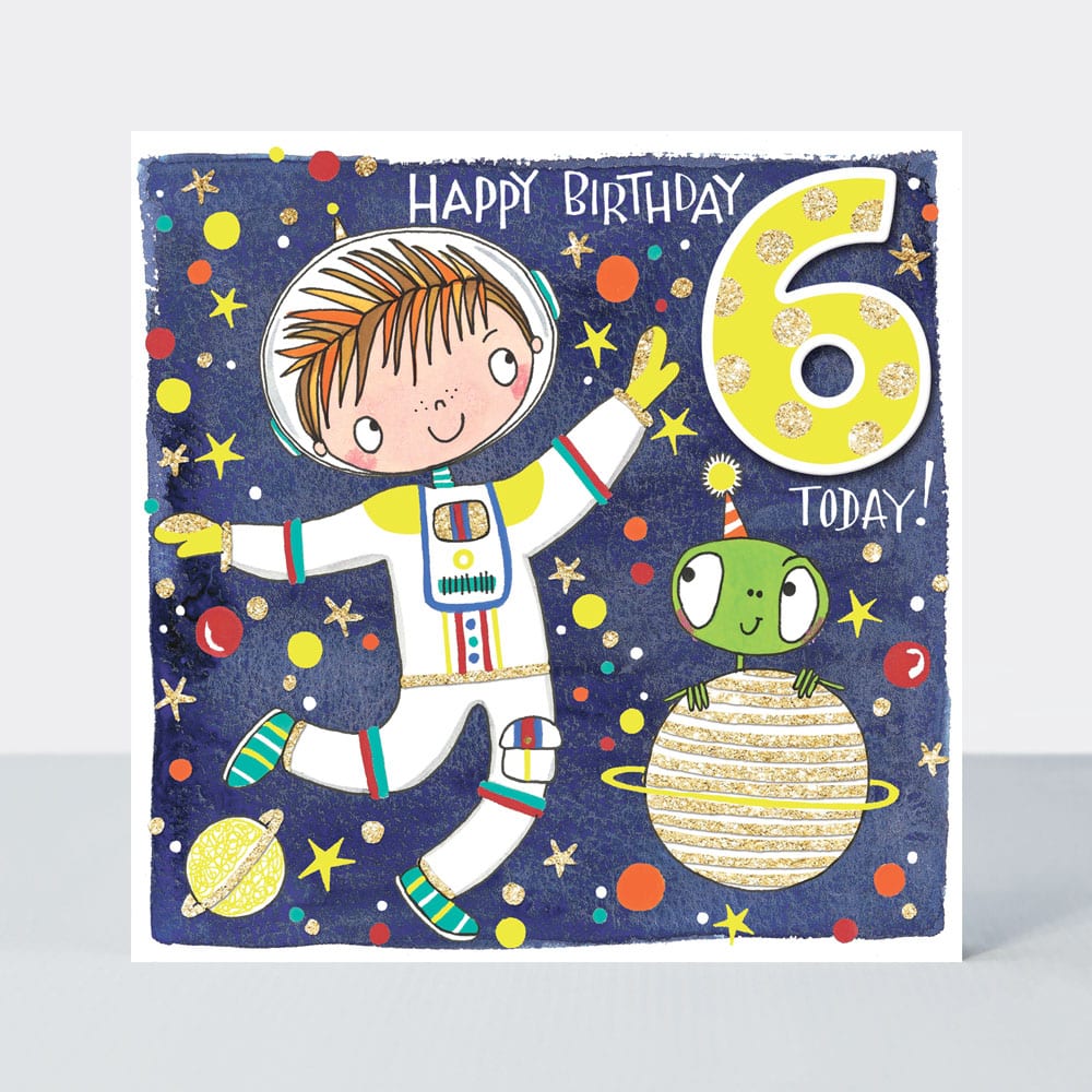 Happy Birthday Age 6 Astronaut Card