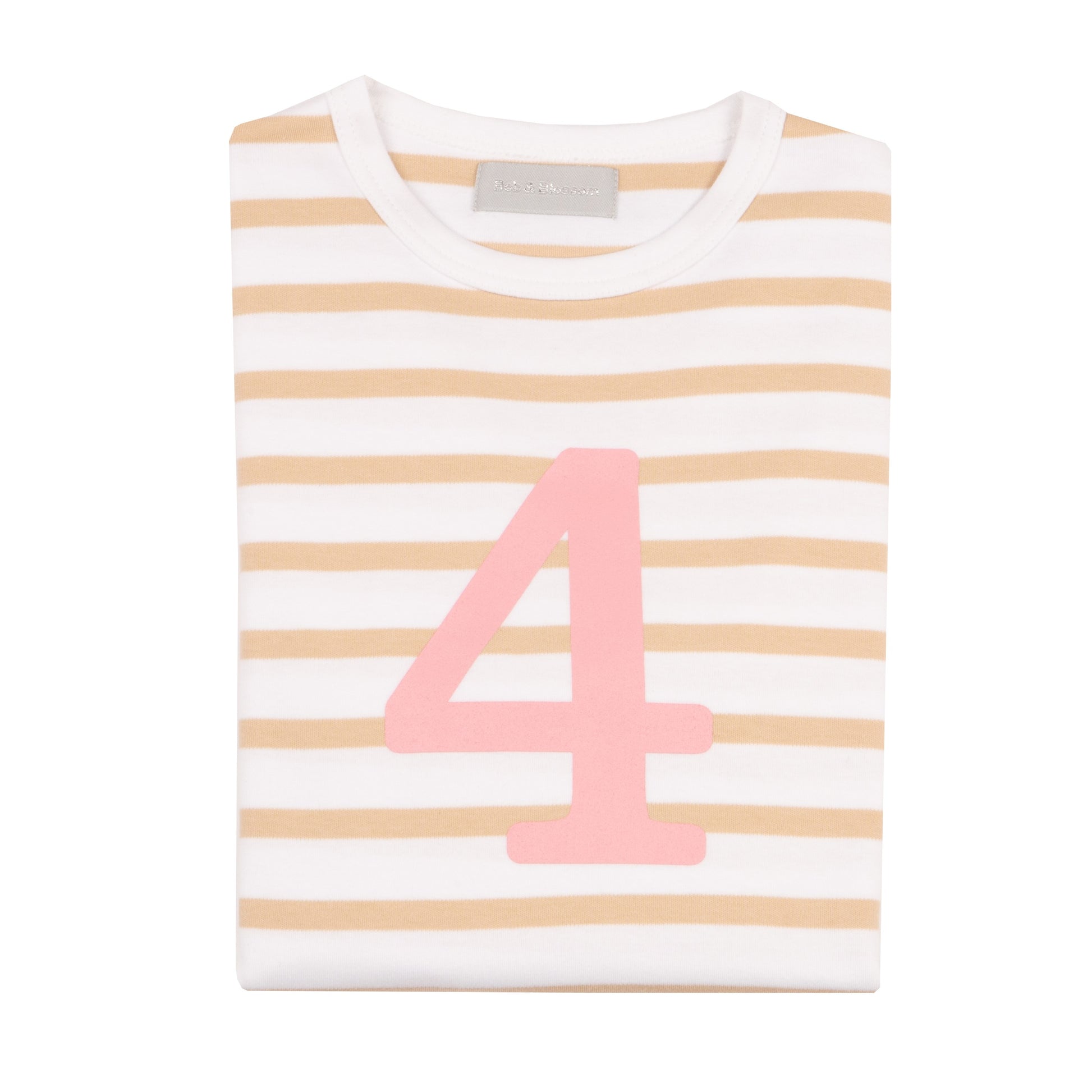 bob & blossom biscuit and white striped pink number tee at whippersnappers online