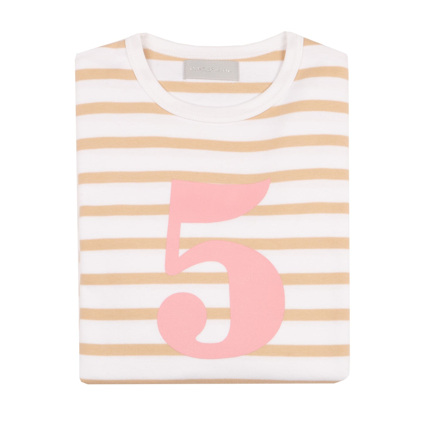 bob & blossom biscuit and white striped pink number tee at whippersnappers online