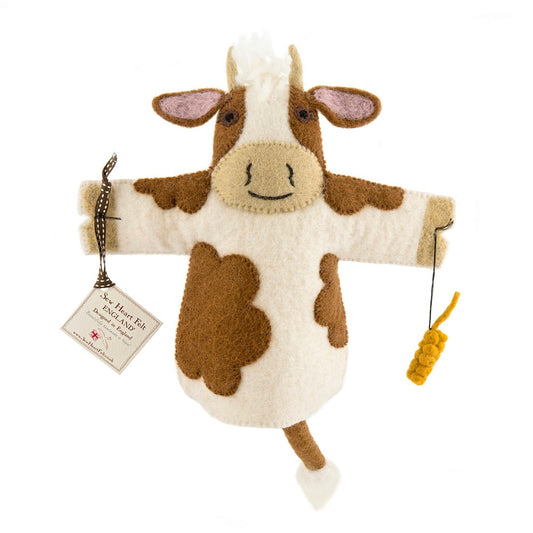 felt cow hand puppet