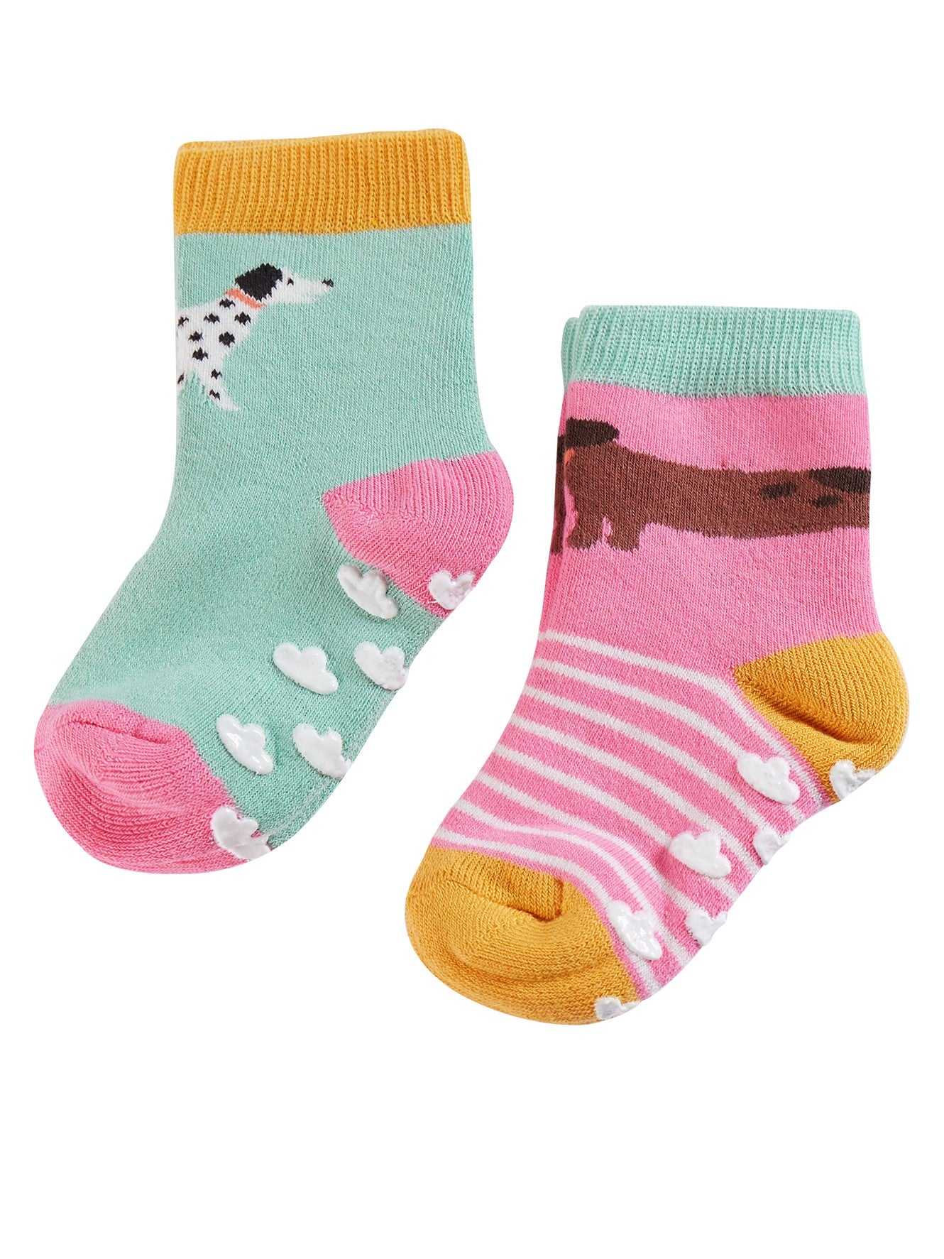 frugi grippy socks in pastel colours and fun