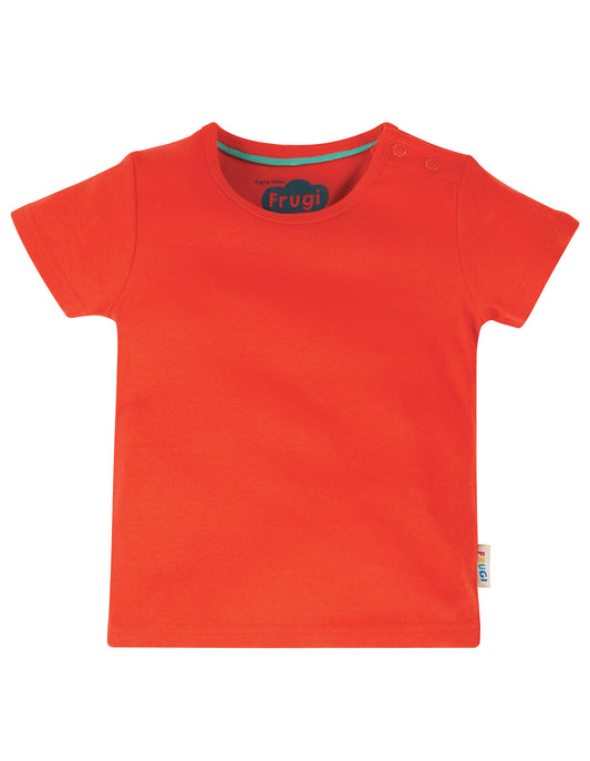 frugi basic t shirt in koi red