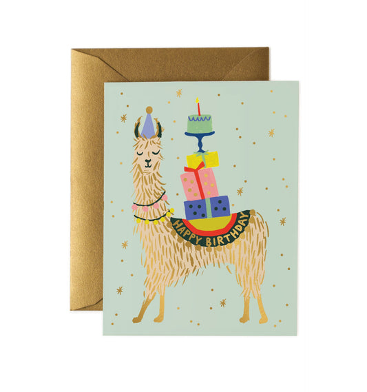 happy birthday llama card