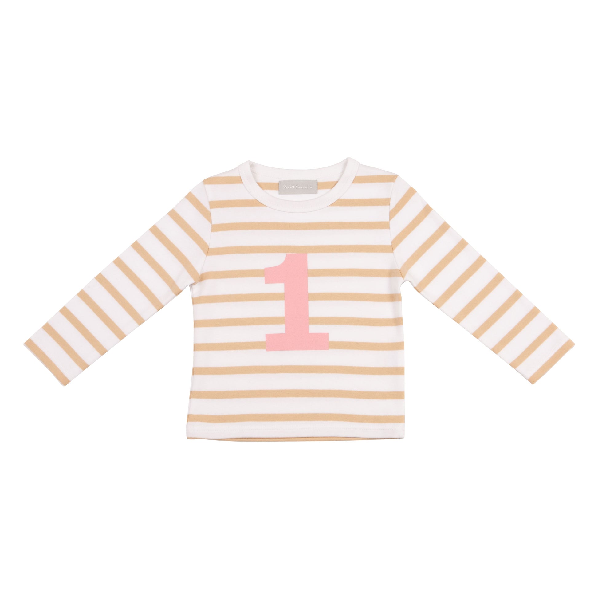 bob & blossom biscuit and white striped pink number tee at whippersnappers online