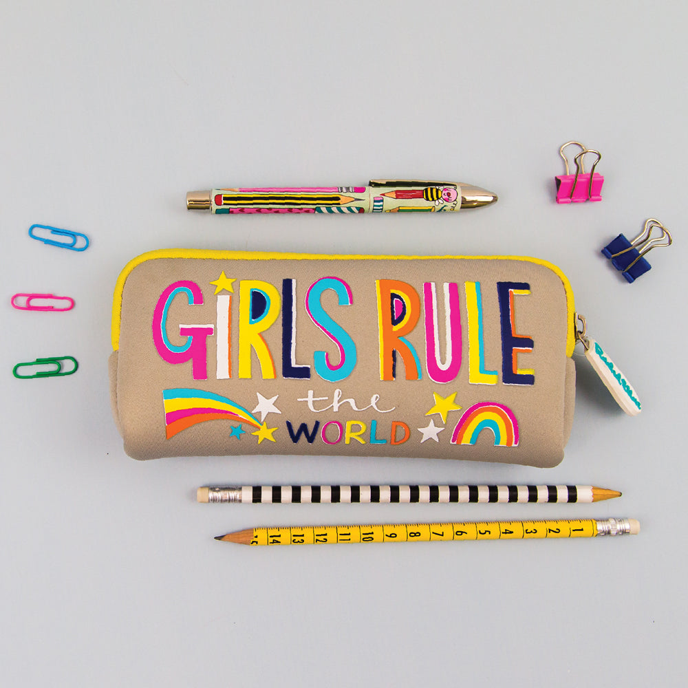 Rachel Ellen Girls Rule neoprene pencil case