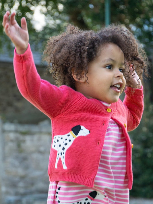pink dog applique organic cotton cardi by frugi at whippersnappersonline