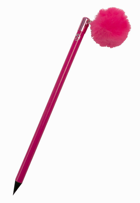 Tinc pencil in pink with pom pom charm topper