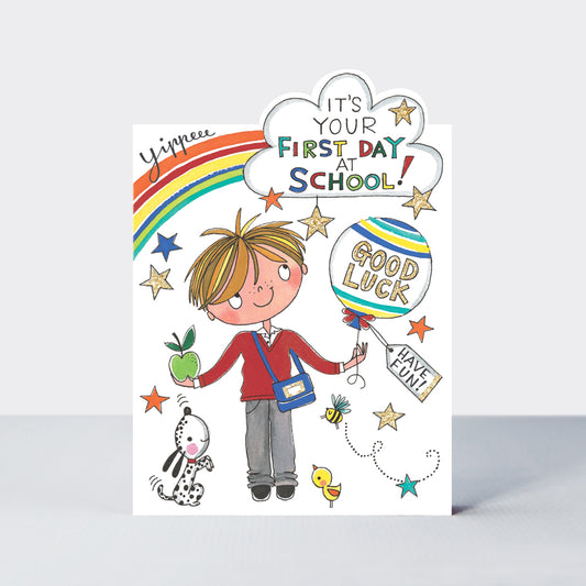 Rachel Ellen First Day At School Boy Card